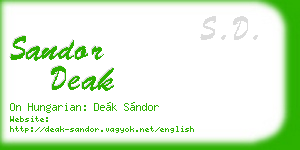 sandor deak business card