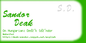 sandor deak business card